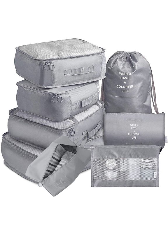 Compression Packing Cubes for Luggage 8Pcs Kids Travel Foldable Lightweight Suitcase Organizer Storage Bag