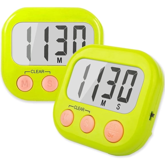 GYDEK Digital Kitchen Timer - Big Digits, Loud Alarm, Magnetic Backing Stand, LCD Display Suitable for Kitchen, Study, Work, Exercise Training, Outdoor Activities (Green)