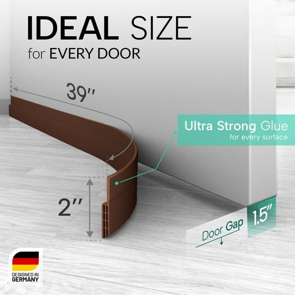GYDEK Door Draft stoppers for Bottom of Door - New Premium Door Sweep/Door Seal Strip (Save Energy – installs Quickly and Easily) Door Weather Stripping, Ideal for Keeping Out Cold (1x39 Brown)