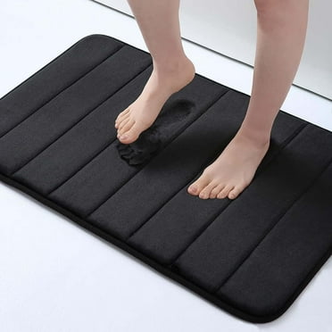 GYDEK Memory Foam Bath Mats Soft Absorbent Bathroom Rugs 24" x 16", Black