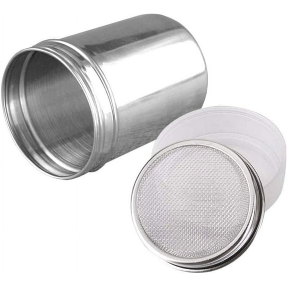 GYDEK Powder Sugar Shaker with Lid - Stainless Steel Fine Mesh Shaker Cinnamon Icing Sugar Powder Cocoa Flour Chocolate Coffee Sifter Sprinkler Dredgers for Coffee Cappuccino Latte