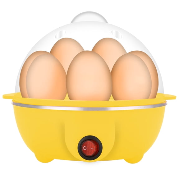 GYDEK Rapid Egg Cooker Electric for Hard Boiled, Poached, Scrambled Eggs, Omelets, Steamed Vegetables, Seafood, Dumplings, 7 capacity, with Auto Shut Off Feature,Yellow