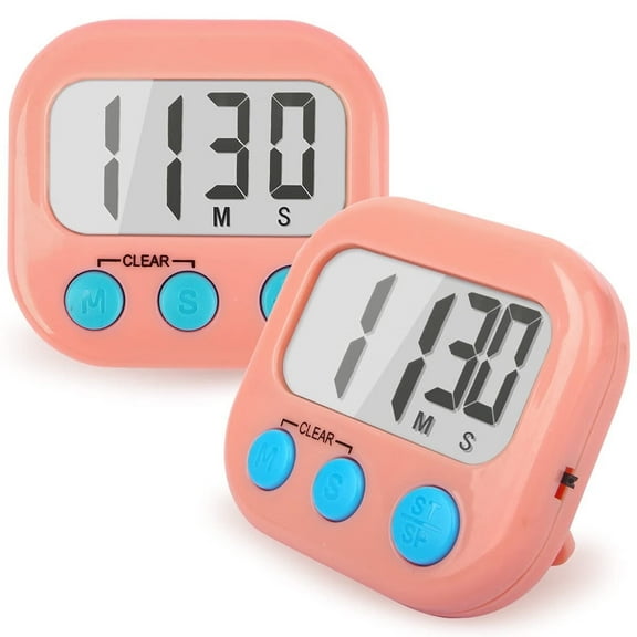 GYDEK Timer, Kitchen Timer, Timer for Kids, 2 Pack Digital Timer for Cooking, Egg Timer, Cute Magnetic Desk Timers for Classroom, Teacher, Toothbrush, Exercise, Oven, Baking, Table, Productivity,Pink