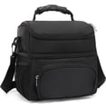 thumbnail image 1 of GYEUKHAM Double Layer Cooler Insulated Lunch Bag Adult Lunch Box Large Tote Bag for Men, Women, With Adjustable Strap,Front Pocket and Dual Large Mesh Side Pockets,Black, 1 of 9