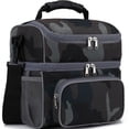 thumbnail image 1 of GYEUKHAM Double Layer Cooler Insulated Lunch Bag Adult Lunch Box Large Tote Bag for Men, Women, With Adjustable Strap,Front Pocket and Dual Large Mesh Side Pockets,Black Camo, 1 of 8