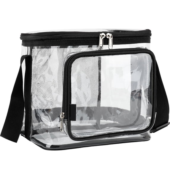 GYEUKHAM Insulated Reusable Lunch Bag Adult Large Lunch Box for Women and Men with Adjustable Shoulder Strap,Front Zipper Pocket and Dual Large Mesh Side Pockets,Clear