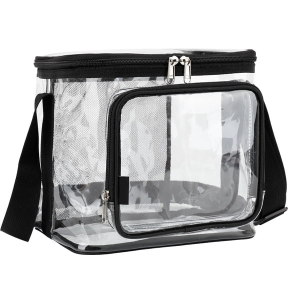 GYEUKHAM Insulated Reusable Lunch Bag Adult Large Lunch Box for Women and Men with Adjustable Shoulder Strap,Front Zipper Pocket and Dual Large Mesh Side Pockets,Clear