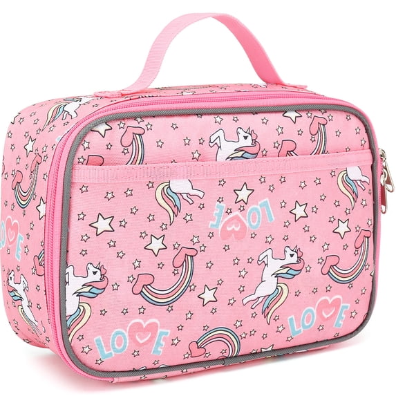 GYEUKHAM Kids Lunch box Insulated Soft Bag Mini Cooler Back to School Thermal Meal Tote Kit for Girls,Boys,Red Unicorn