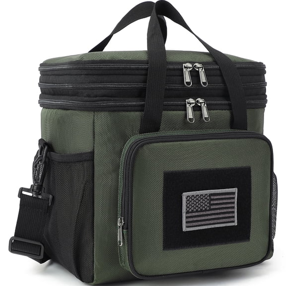 GYEUKHAM Tactical Lunch Bag,Insulated Lunch Box for Men,MOLLE Webbing Leakproof Insulated Large Cooler Expandable Dual Lunch Pail Women Adult Meal with Adjustable Shoulder Strap,Army Green