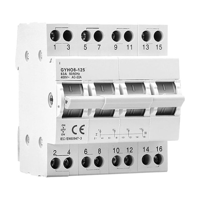 GYHO8 4P 40A 63A 100A 125A Dual Power Manual Transfer Isolating Switch