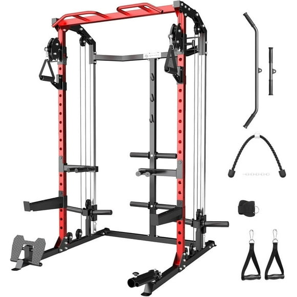 GYHPD Power Cage, 1PC, Power Rack with Independent Dual Pulley System, 2000 LBS Squat Rack with Cable Crossover, Multi-Function Free Weight Home Gym Workout Machine