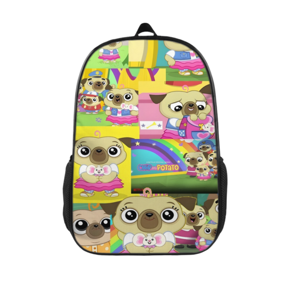 GYLJY25 17 inch Durable Polyester Backpack, Chip and Potato Print Backpack with Adjustable Padded Straps and Side Storage Pockets