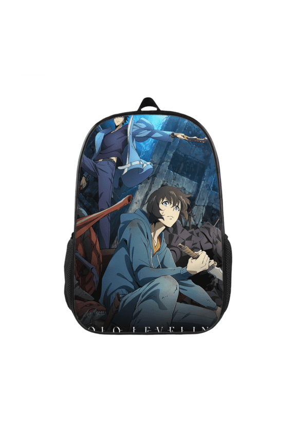 17 inch Durable Polyester Backpack, Solo Leveling Print Backpack with Adjustable Padded Straps and Side Storage Pockets