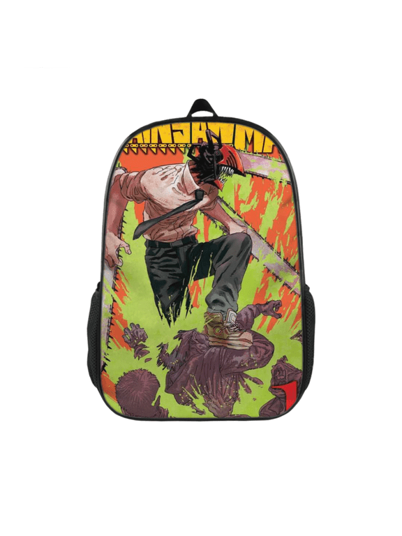 Backpack, Chainsaw Man Printed Durable Polyester Backpack with Side Pockets for School, Travel & Daily Outdoor Use 17 inch