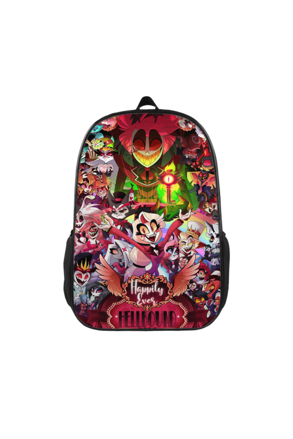 Backpack, Hazbin Hotel Printed Durable Polyester Backpack with Side Pockets for School, Travel & Daily Outdoor Use 17 inch