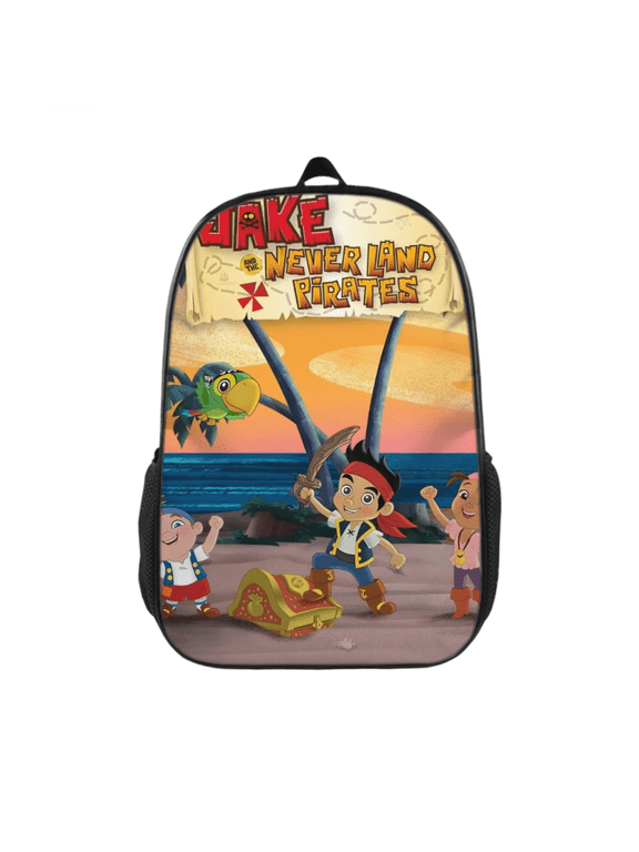 Backpack, Jake and the Never Land Printed Durable Polyester Backpack with Side Pockets for School, Travel & Daily Outdoor Use 17 inch