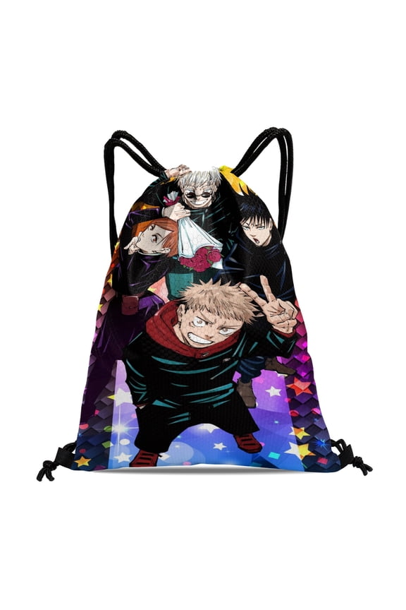Jujutsu Kaisen Drawstring Backpack 11.8"x15.7" Tote Bag Party Favors Machine Washable & Reusable for Daily Use