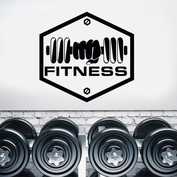 GYM Dumbbell Pattern Wall Sticker Accessories Mural Room Sports Equipment Stickers Waterproof Vinyl Home Decor 44x42cm