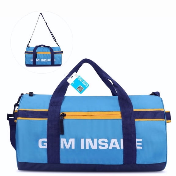 GYM INSANE Gym Bag, Duffle Gym Bags for Men, Women, Boys & Girls, Gym Bag for Workout & Travel, Polyester Fitness Bag with Adjustable Shoulder Strap (48x21x21cm, Sky Orange)