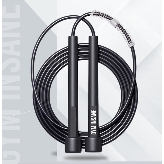 GYM INSANE Premium Heavy Duty Skipping Rope Men and Women kids Durable, Less Tangle Jump Rope for Fitness, Cardio, Weight Loss, and Full-Body Workouts Freestyle Jumping Rope (Black)
