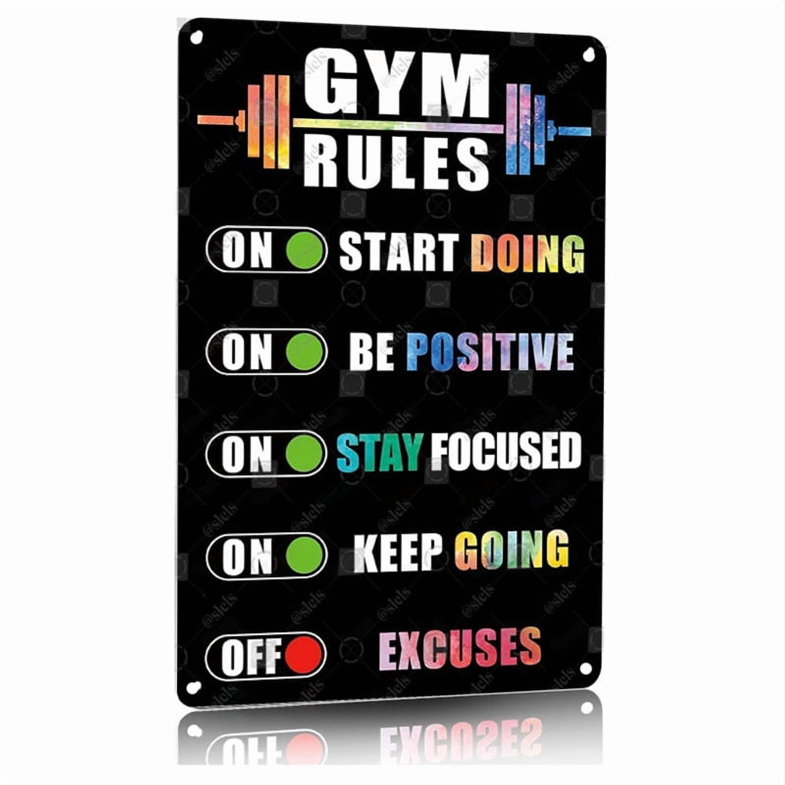 GYM RULES Motivational Metal Sign 8x12 Inches Aluminum Workout Poster ...