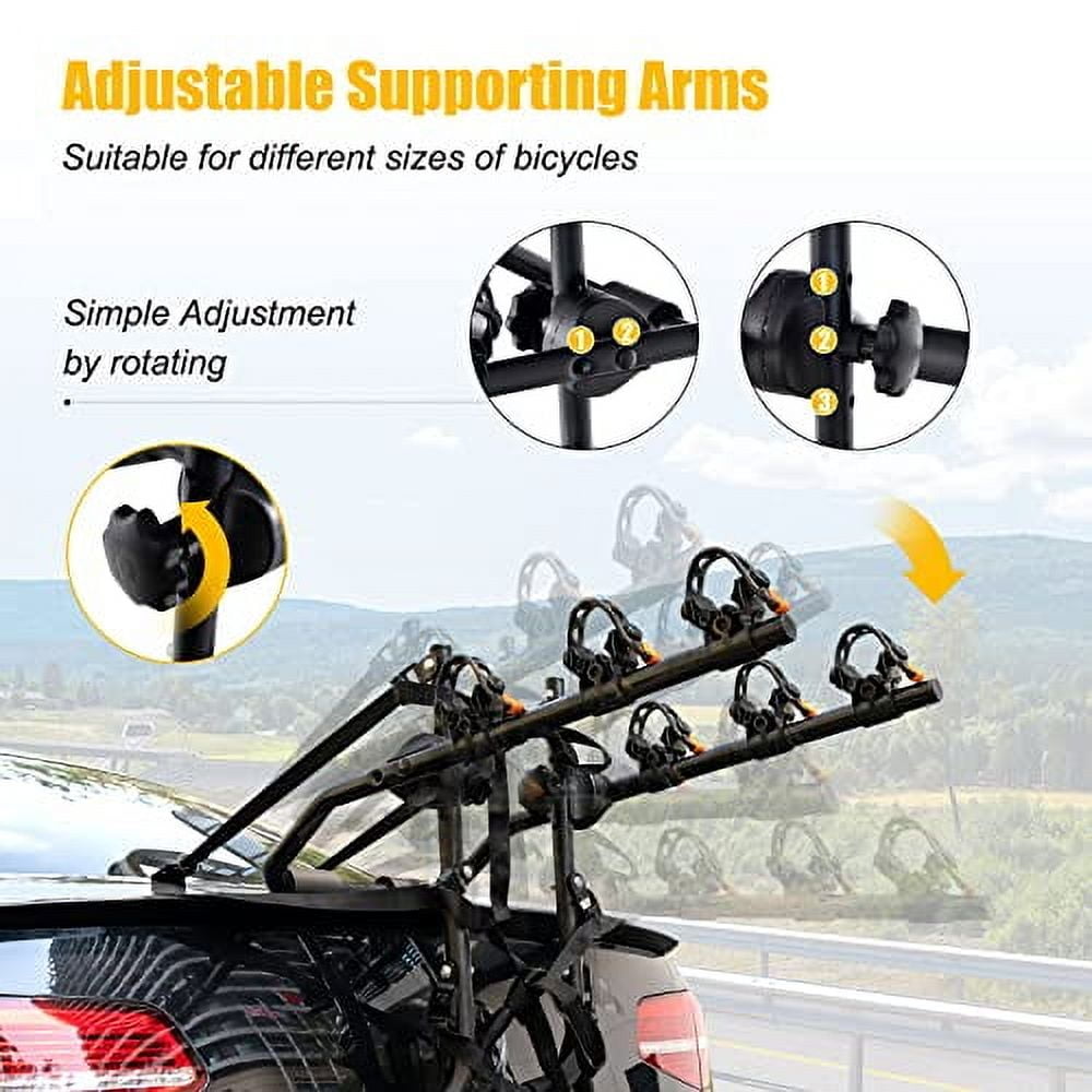 HOMCOM 4 Bike Rack Hitch Mount For Car, Truck, SUV, Minivan, Foldable Bicycle Carrier For 2" Hitch Receiver With Easy Trunk Access, 155 Lb. Weight Capacity