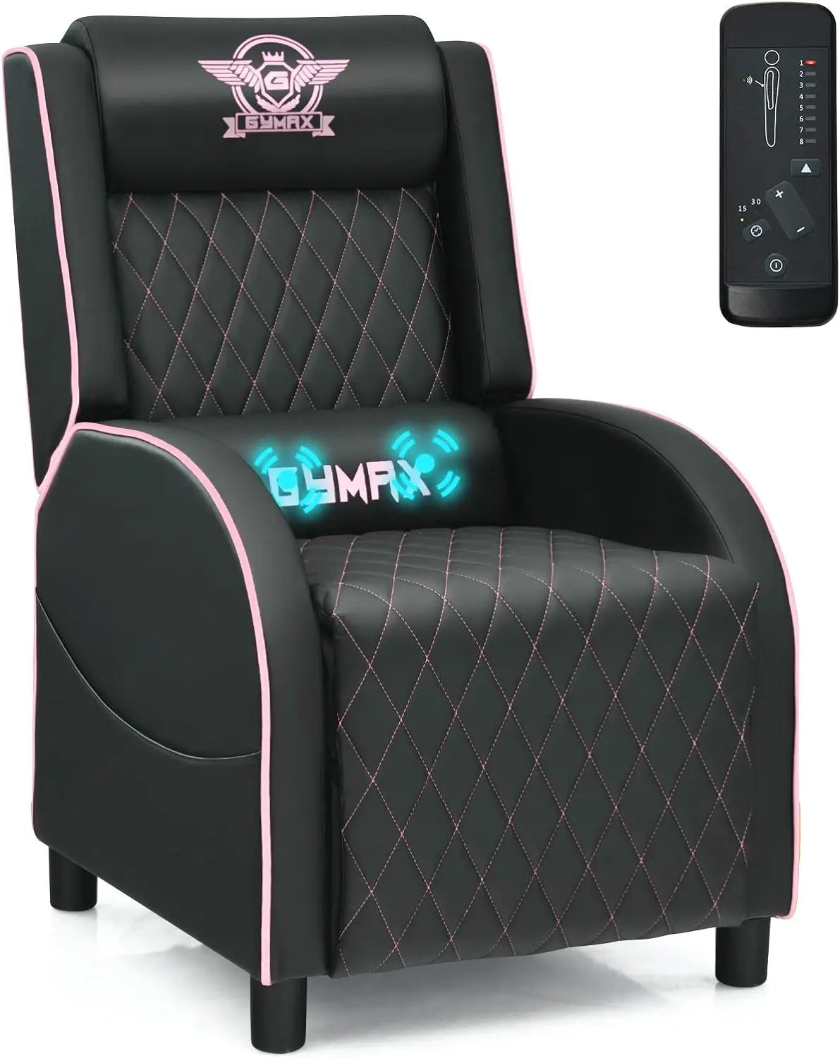 GYMAX Massage Gaming Recliner Chair, Ergonomic Racing Style Single Sofa