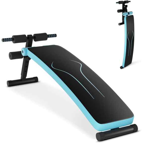 GYMAX Sit up , Folding Adjustable Workout for Ab Exercise, Curved Incline/Decline Slant , Foldable Strength Training Weight , Situps Abs Workout Equipment
