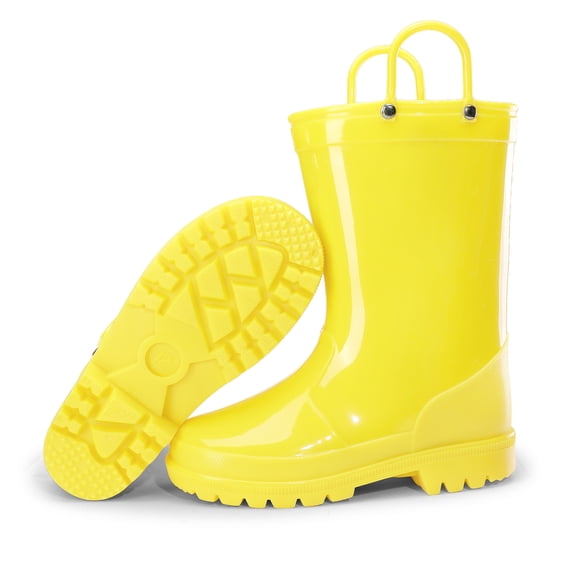 GYMEPIC Boys Girls PVC Waterproof Rain Boots Mid-Calf Pull-on Kids Outdoor Mud Boots