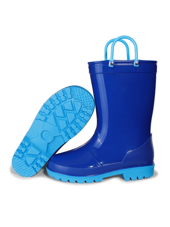 Boys Girls PVC Waterproof Rain Boots Mid-Calf Pull-on Kids Outdoor Mud Boots