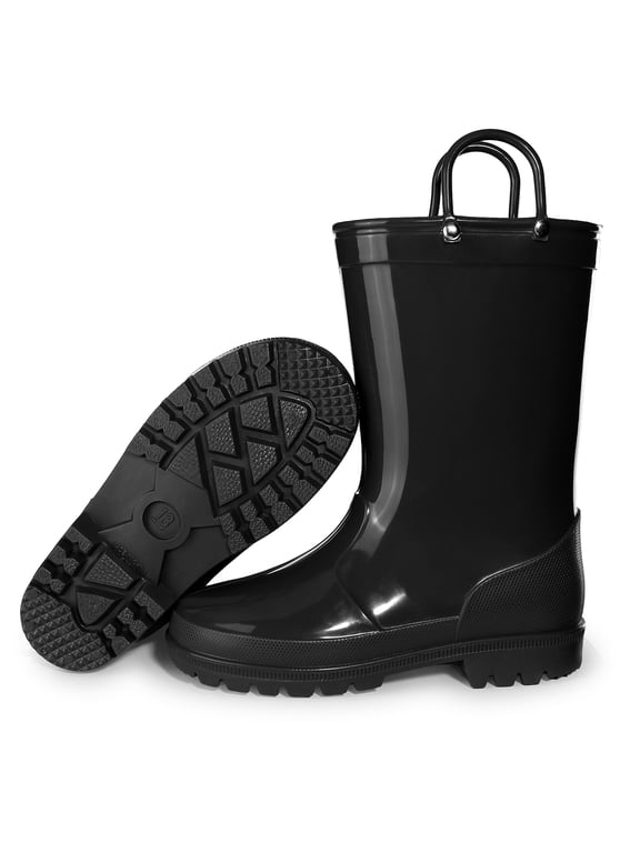 Boys Girls PVC Waterproof Rain Boots Mid-Calf Pull-on Kids Outdoor Mud Boots