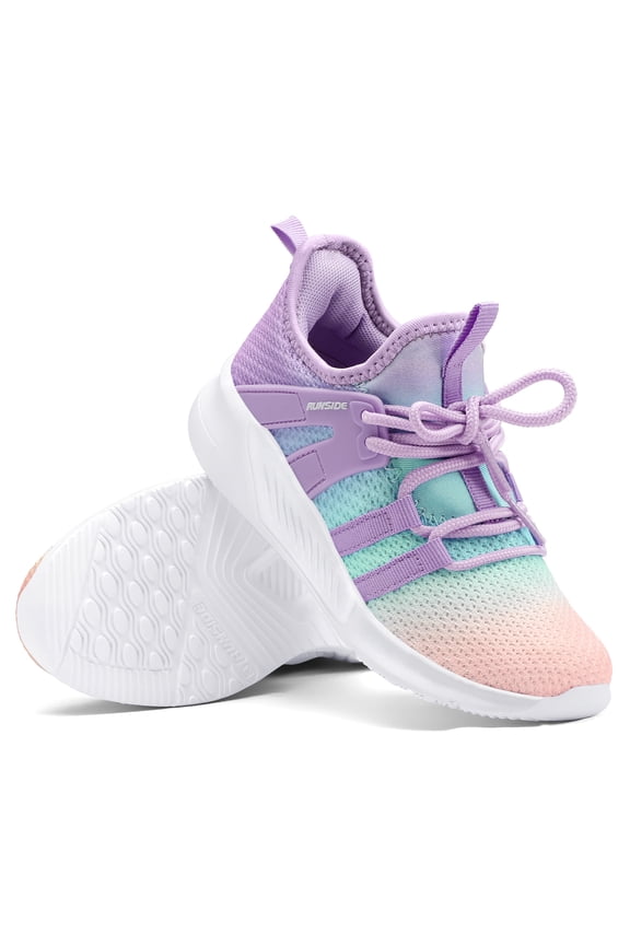 Girls Gradient Fashion Sneakers Breathable Lightweight Lace-up Running Walking Shoes for Toddler/Little Kid/Big Kid