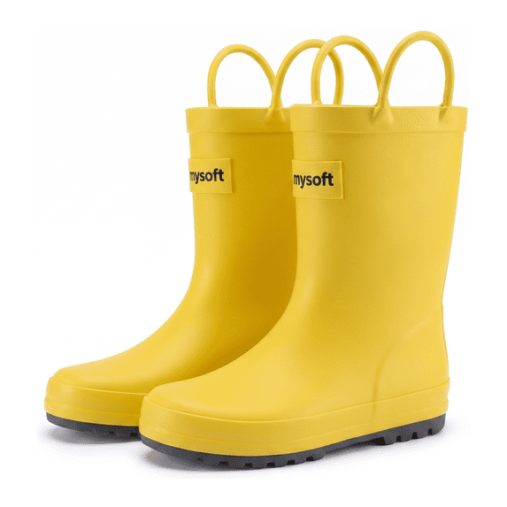 GYMEPIC Girls Rain Boots Durable Waterproof Rubber Rainwear with Easy-Pull Handles Kids Daily School Commute Boots