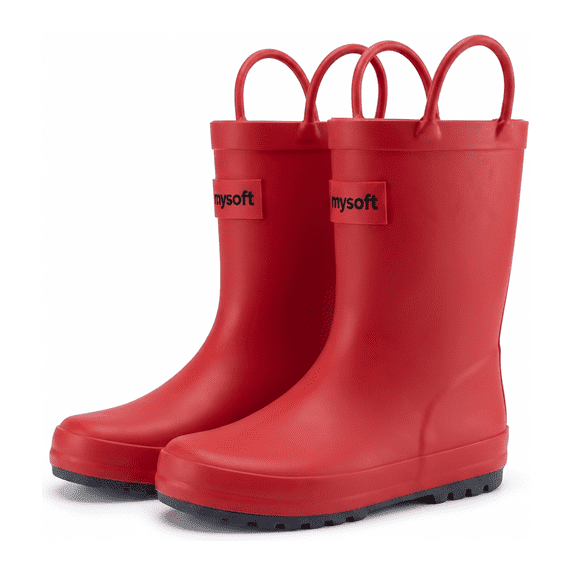 GYMEPIC Girls Rain Boots Durable Waterproof Rubber Rainwear with Easy-Pull Handles Kids Daily School Commute Boots
