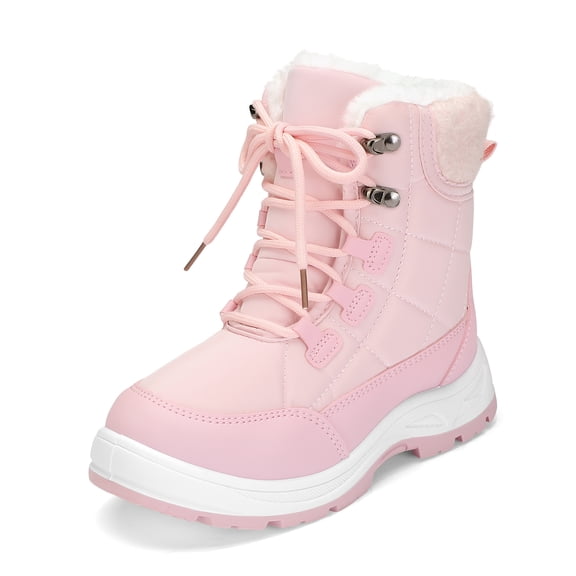 GYMEPIC Girls Snow Boots Warm Faux Fur Lined Non-Slip Winter Outdoor School Hiking Kids Boots