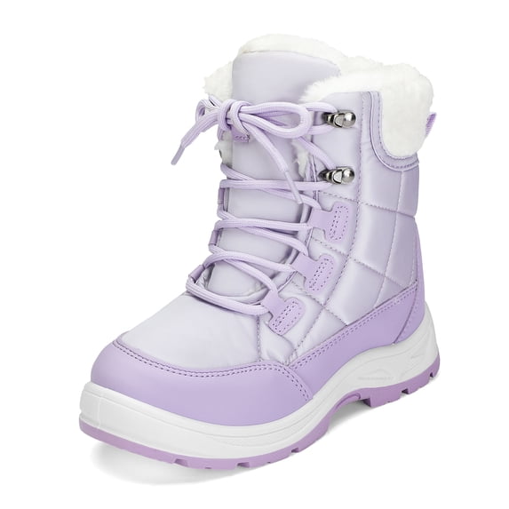 GYMEPIC Girls Snow Boots Warm Faux Fur Lined Non-Slip Winter Outdoor School Hiking Kids Boots