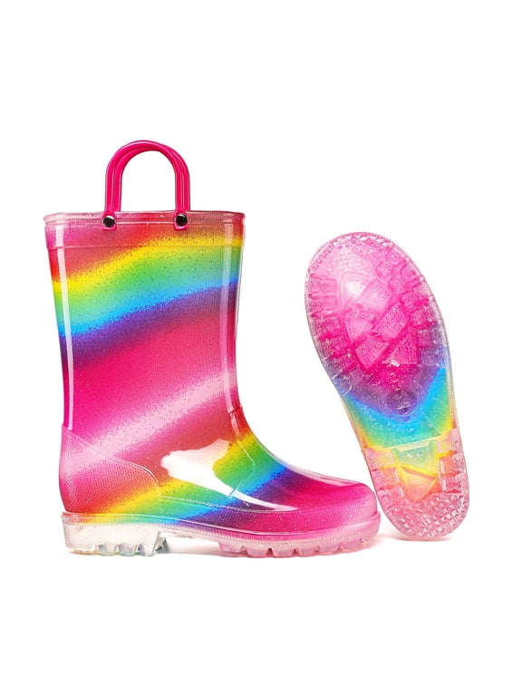 Girls Waterproof Rain Boots Gradient Easy On PVC Kids Mud Boots Outdoor