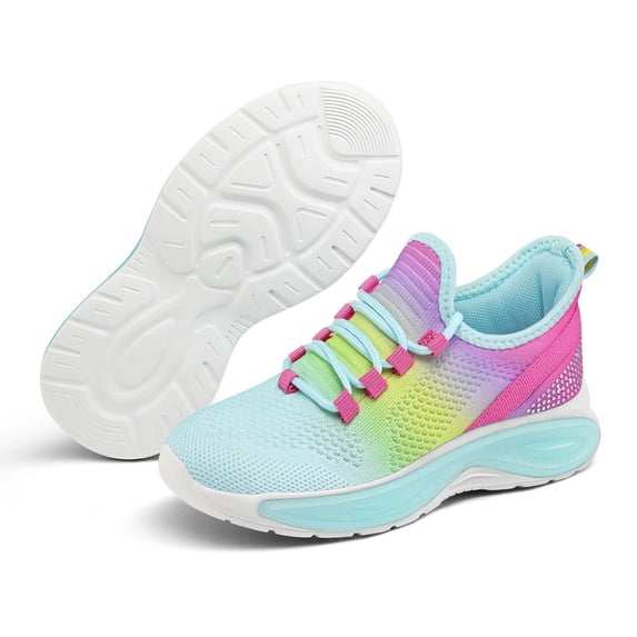 GYMEPIC Kid's Breathable Knit Sneakers Non Slip Lace-Up Comfortable Running Shoes Lightweight Sports Shoes For Toddler/Little Kid/Big Kid