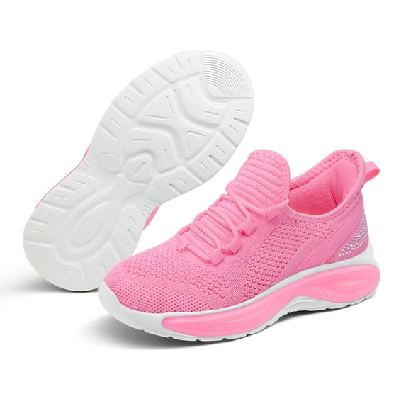 GYMEPIC Kid's Breathable Knit Sneakers Non Slip Lace-Up Comfortable Running Shoes Lightweight Sports Shoes For Toddler/Little Kid/Big Kid