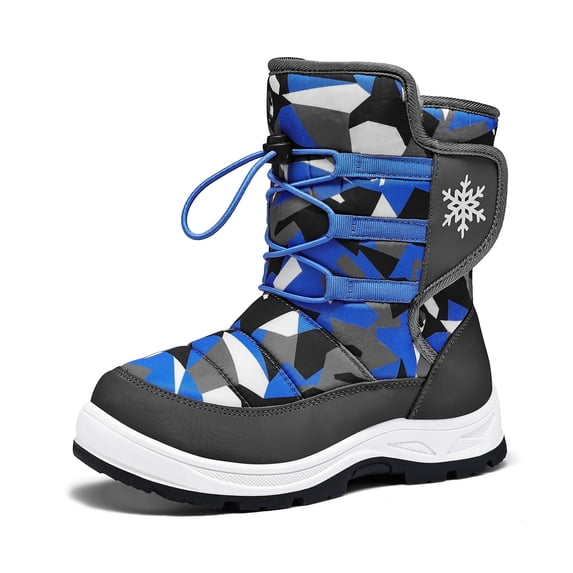 GYMEPIC Kids Waterproof Snow Boots Warm Winter Shoes Anti Slip Outdoor Boots Easy On Off for Boys Girls