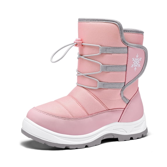 GYMEPIC Kids Waterproof Snow Boots Warm Winter Shoes Anti Slip Outdoor Boots Easy On Off for Boys Girls