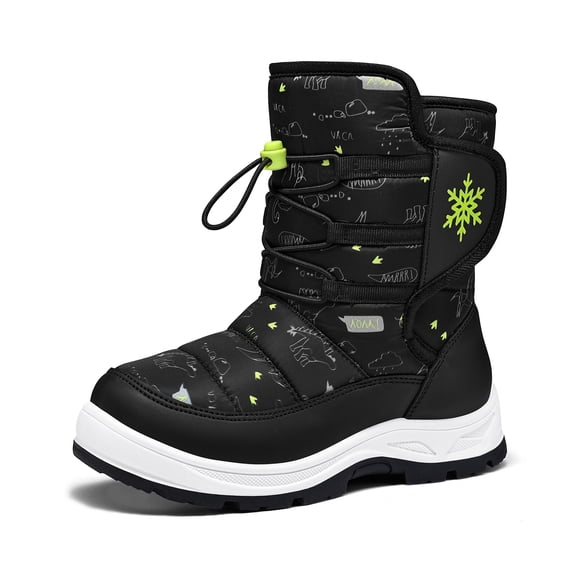 GYMEPIC Kids Waterproof Snow Boots Warm Winter Shoes Anti Slip Outdoor Boots Easy On Off for Boys Girls