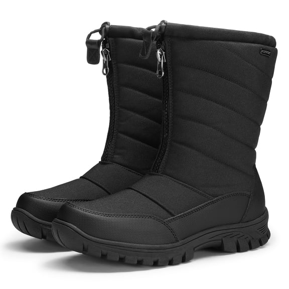 GYMEPIC Mens Snow Boots Waterproof Lightweight Insulated Mid-Calf Winter Boots Artificial Fur Lined Anti Slip Outdoor Walking Shoes