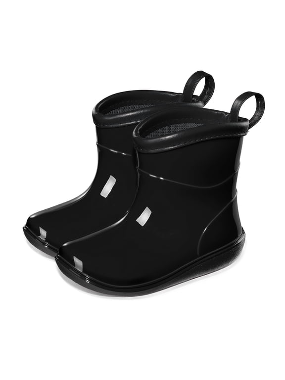 Toddler Boys' PVC Rain Boots Lightweight Waterproof Solid Color Rain Boots for Kids Black Toddler 6