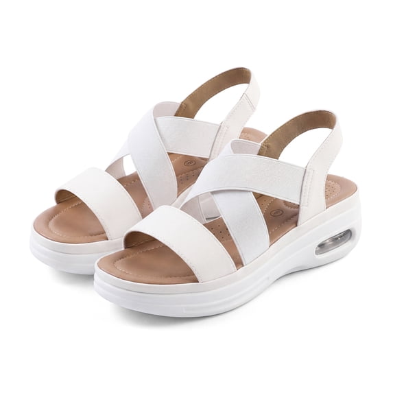 GYMEPIC Women's Walking Sandals Platform Shoes Air Cushion Elastic Band Outdoor Hiking