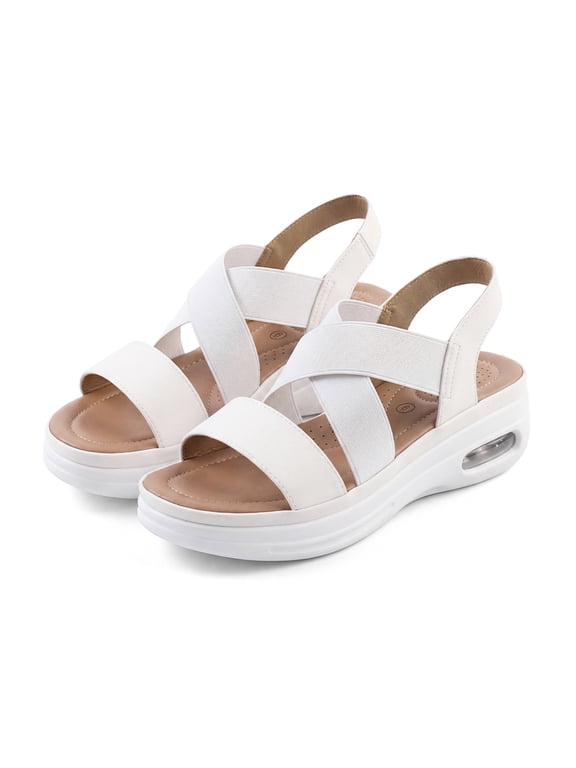 Women's Walking Sandals Platform Shoes Air Cushion Elastic Band Outdoor Hiking