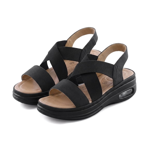 GYMEPIC Women's Walking Sandals Platform Shoes Air Cushion Elastic Band Outdoor Hiking