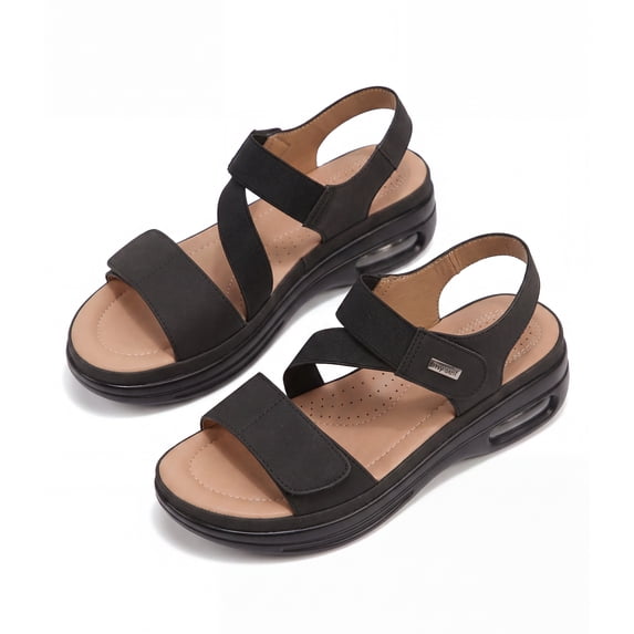 GYMEPIC Women's Walking Sandals Wedge Sandals Air Cushion Hook and Loop Daily Casual