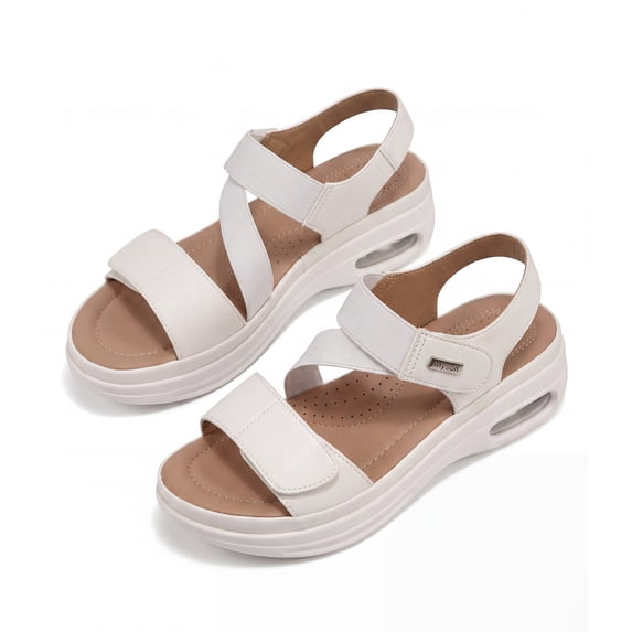 GYMEPIC Women's Walking Sandals Wedge Sandals Air Cushion Hook and Loop Daily Casual