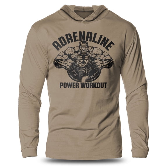 GYMISH Adrenaline Lightweight Long Sleeve Hooded T-Shirt for Men – Athletic Gym Shirt, Long Sleeve Workout Hoodie for Men